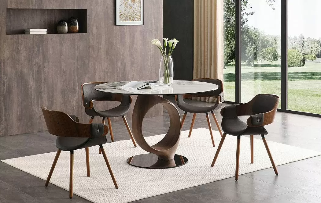 Стол Oasis 130, белая керамика/орех - фото 4