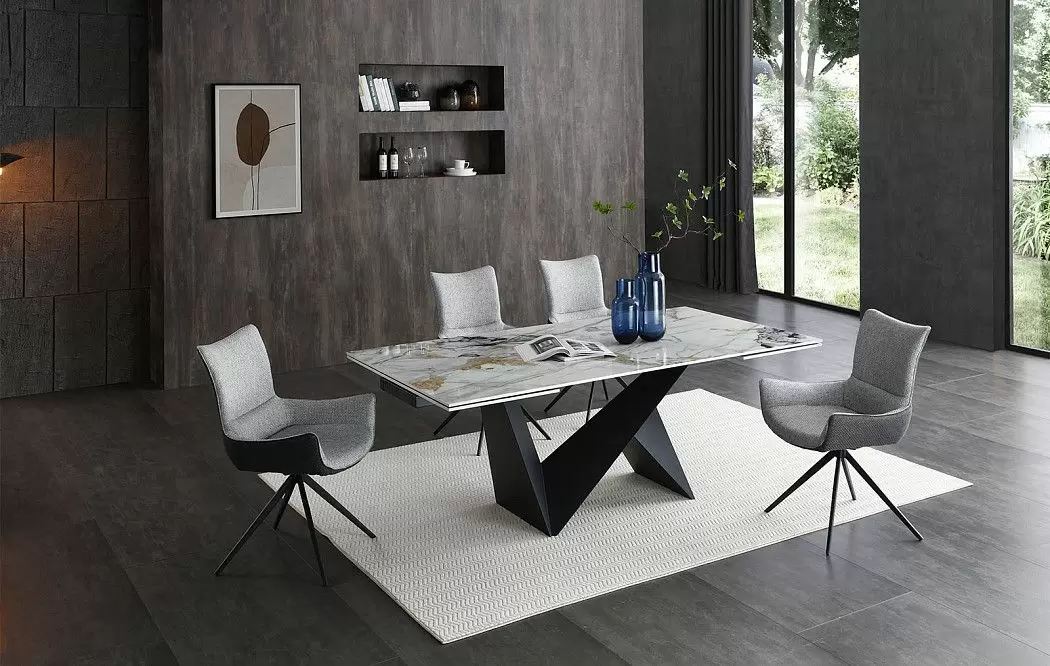 Стол раскладной Portofino Black 180-260, светлая керамика/черный - фото 2