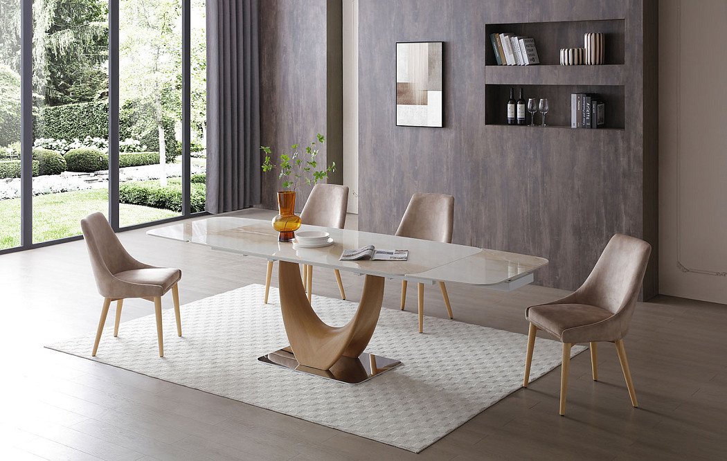 Стол раскладной Rimini Ceramic 160-240, бежевая керамика/ясень - фото 2