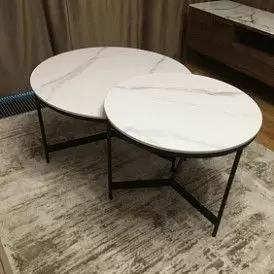 Набор из 2-х столов журнальных Fabio, белая керамика