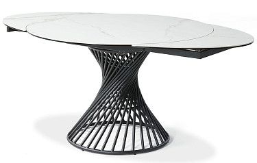 Стол раскладной Tornado 120-180, белая керамика/черный