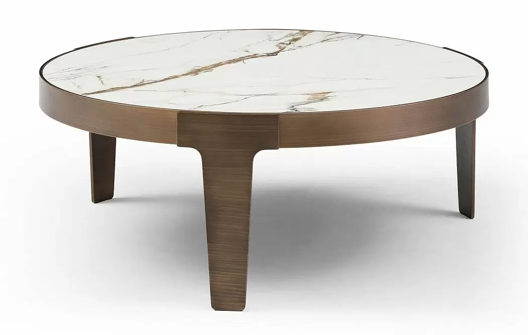 Стол журнальный Corfu (100), белая керамика/бронза - фото 5