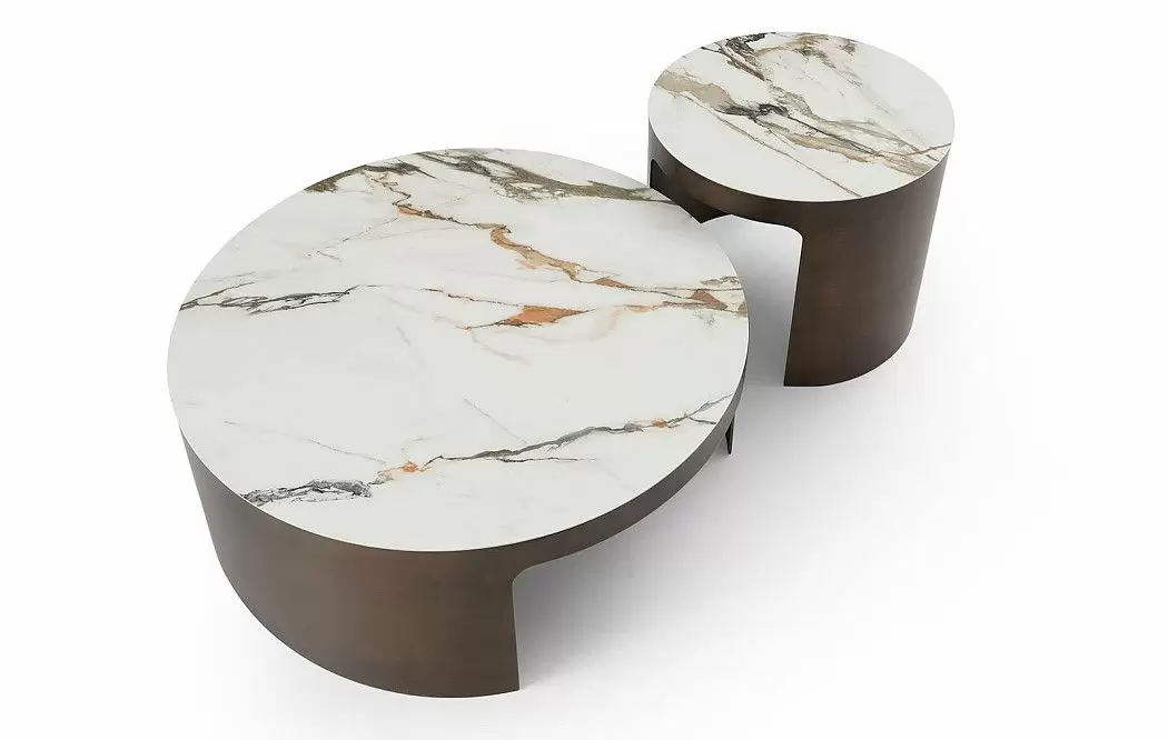 Стол журнальный Como (98), белая керамика/бронза - фото 7