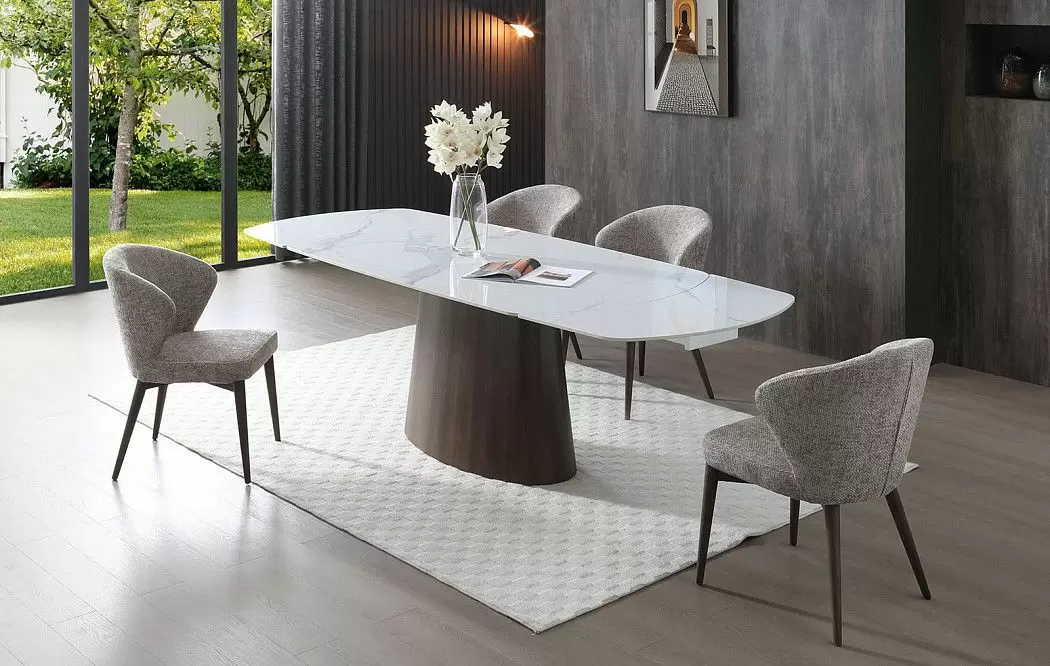 Стол раскладной Bavaria 160-240, белая керамика/орех - фото 2