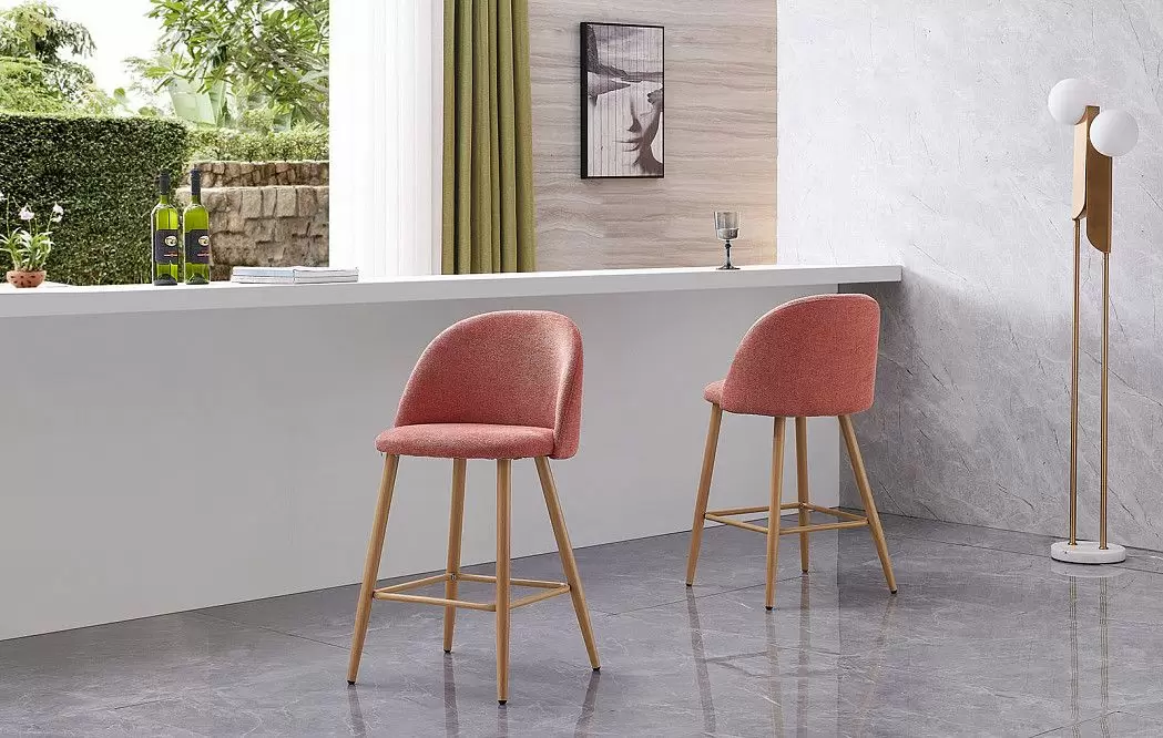 Стул полубарный Matt, темно-розовый/дерево - фото 2
