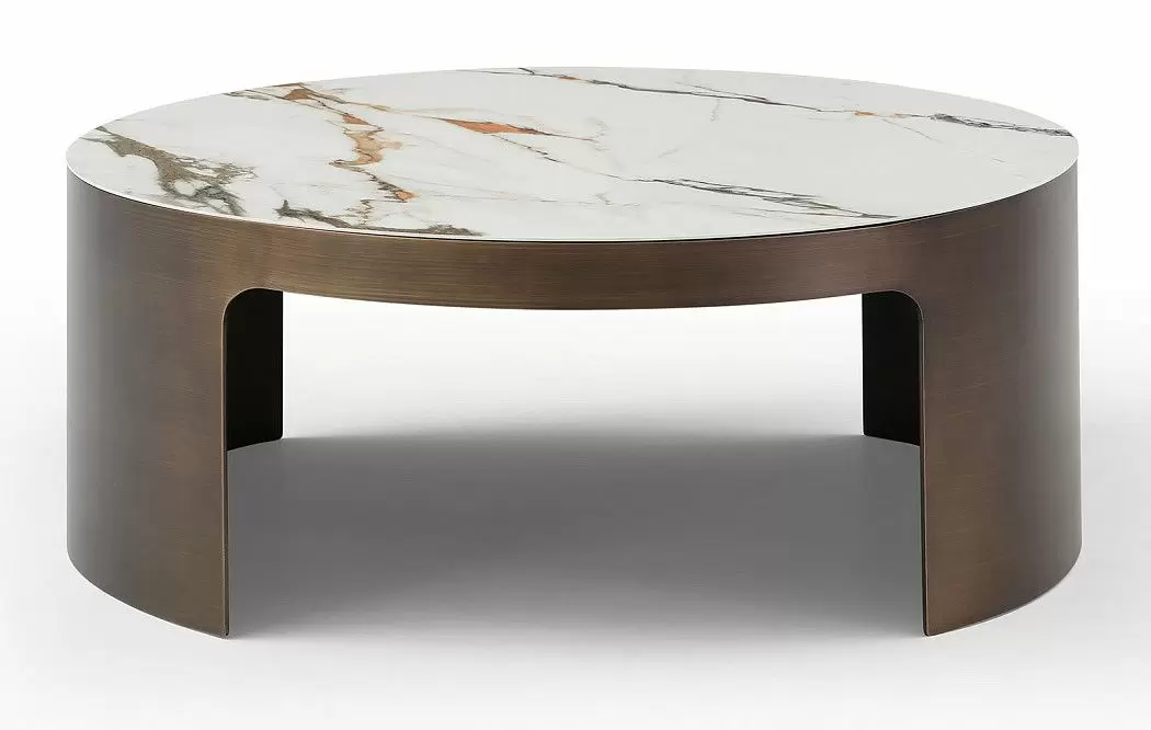 Стол журнальный Como (98), белая керамика/бронза - фото 3