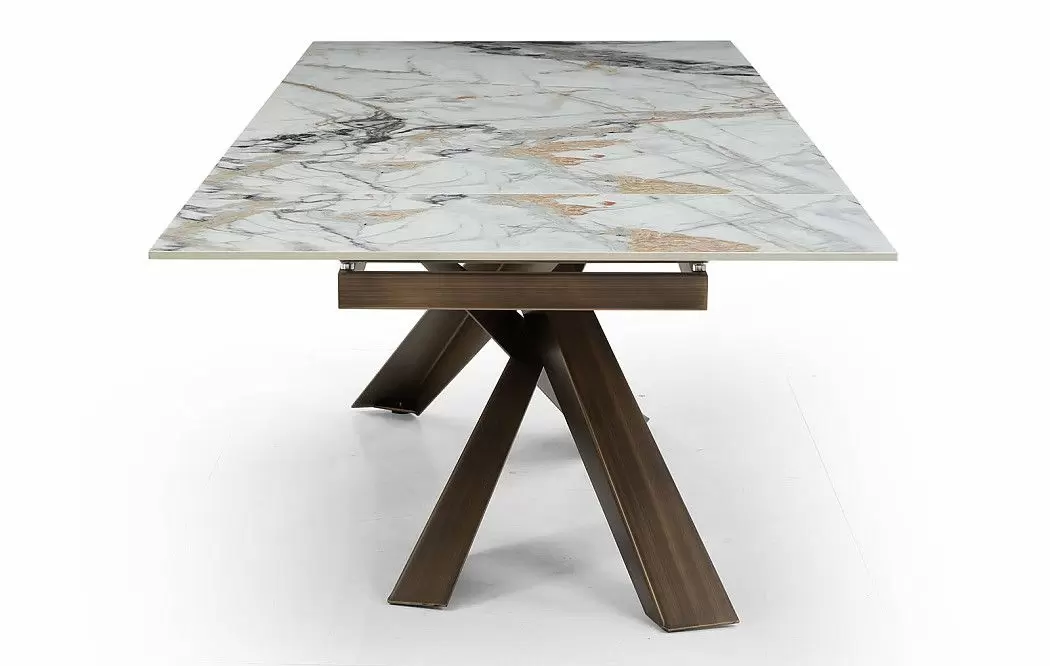 Стол раскладной Esmeralda 200-300, светлая керамика/бронза - фото 13