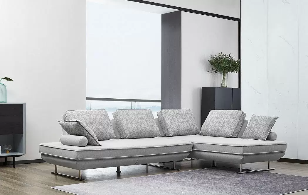 Диван-трансформер Bergamo угловой, светло-серый/принт