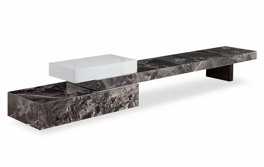 ТВ Тумба Gabrielle (Композиция №2), черный камень/белый камень - фото 4