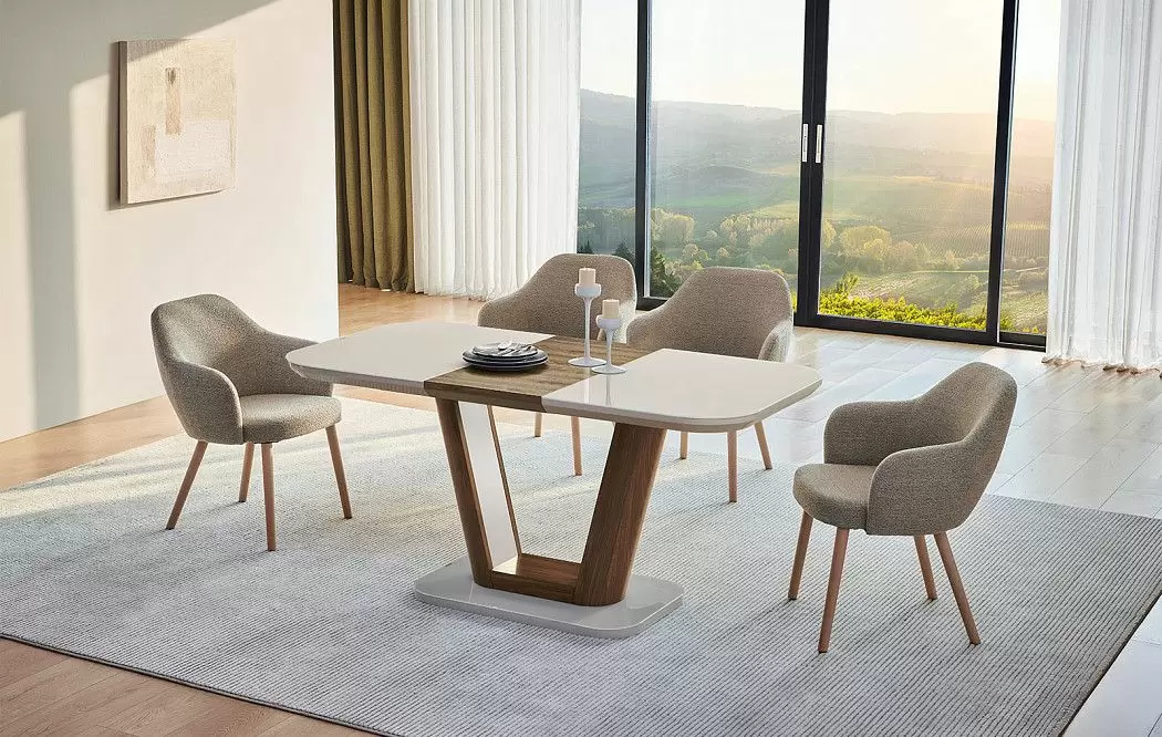 Стол раскладной Ester 140-180, бежевый/коричневый - фото 5