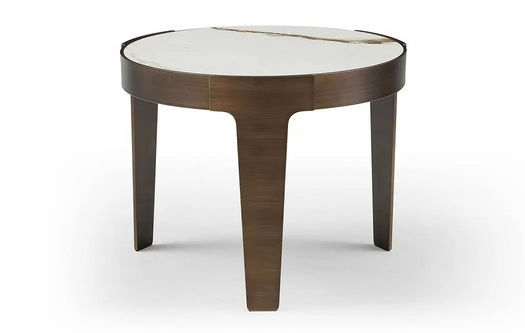 Стол журнальный Corfu (60), белая керамика/бронза - фото 3