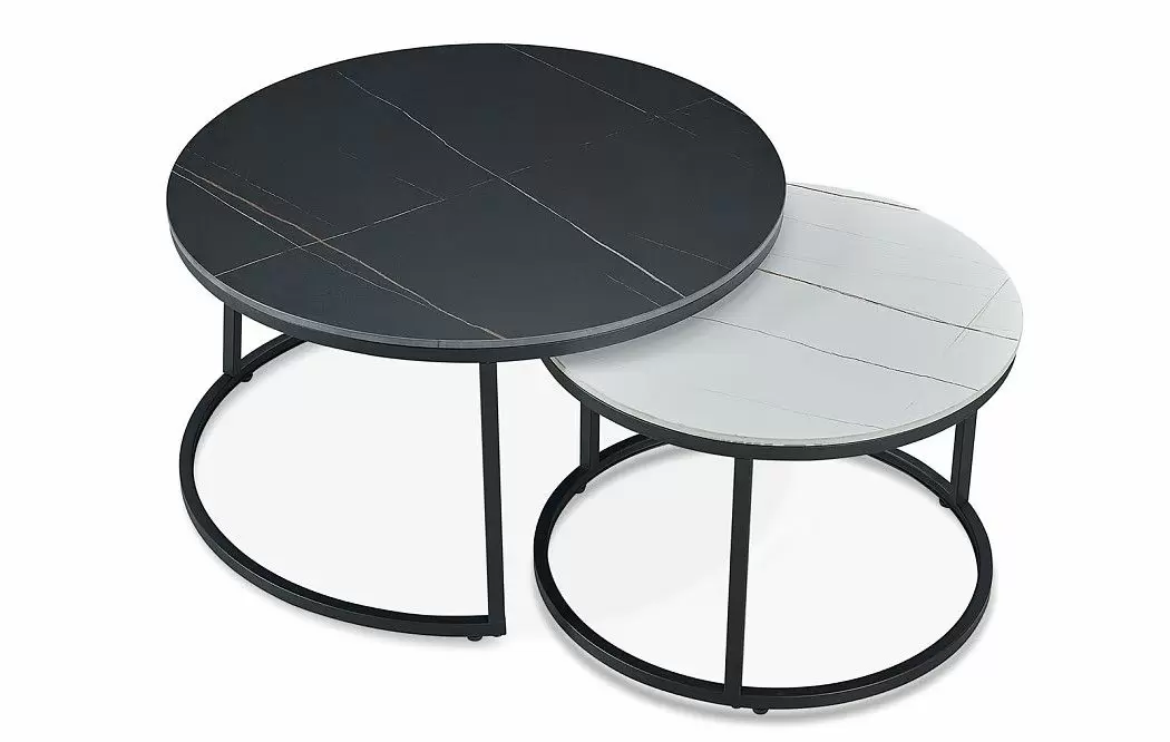 Набор из 2-х столов журнальных Nocturne, черная/белая керамика
