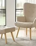 Кресло и оттоманка Hygge, кремовый/натуральный