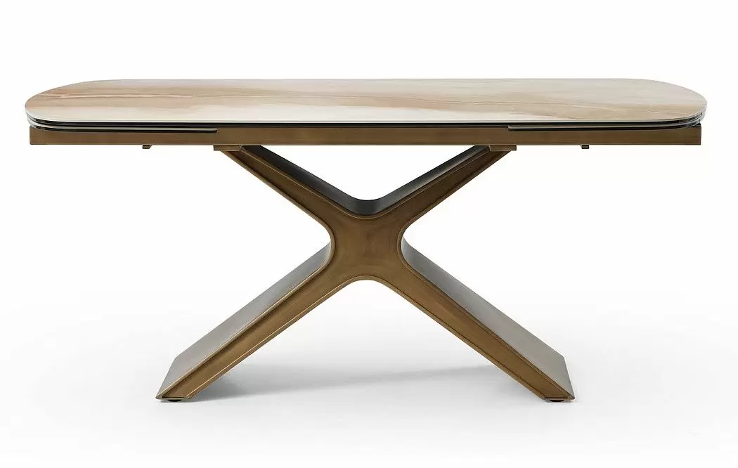 Стол раскладной Charlotta 180-260, бежевая керамика/бронза - фото 10