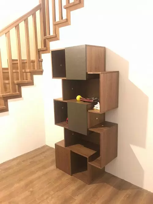 Стеллаж Palo Grey, орех/серые дверцы - фото 14