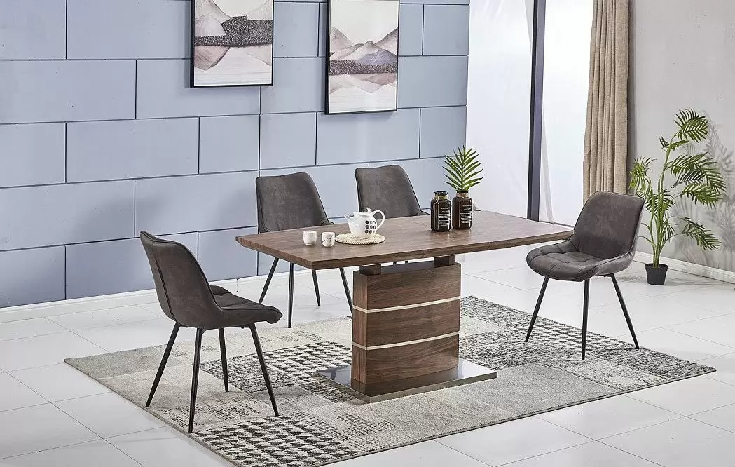 Стол Arioso + 4 серо-коричневых стула Amalia