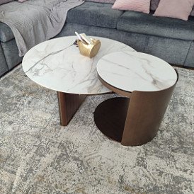 Столик приставной Cassio (48), белая керамика/бронза