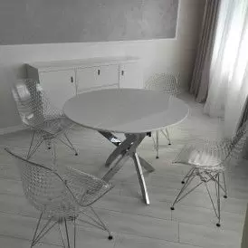 Стол раскладной Charly 100-129, белый/хром