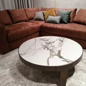 Стол журнальный Corfu (60), белая керамика/бронза