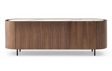 Буфет Angelica, белая керамика/орех