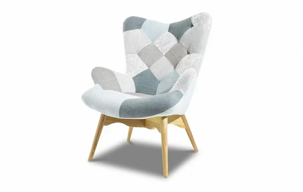 Кресло и оттоманка Contour, светлый пэчворк/ясень - фото 5