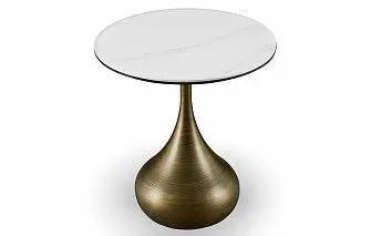 Стол журнальный Reggio (50), белый камень/бронза