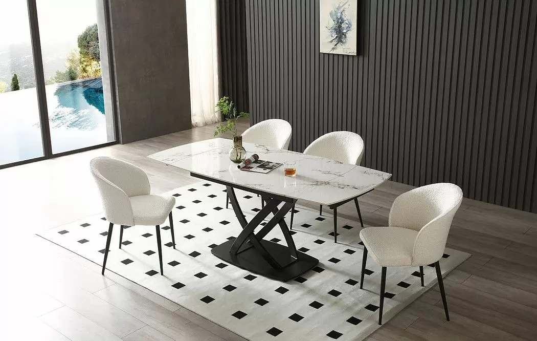 Стол раскладной Lorenzo 120-180, белая керамика - фото 2