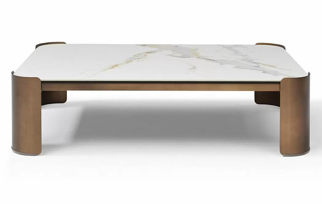 Стол журнальный Cassio (120), белая керамика/бронза - фото 3