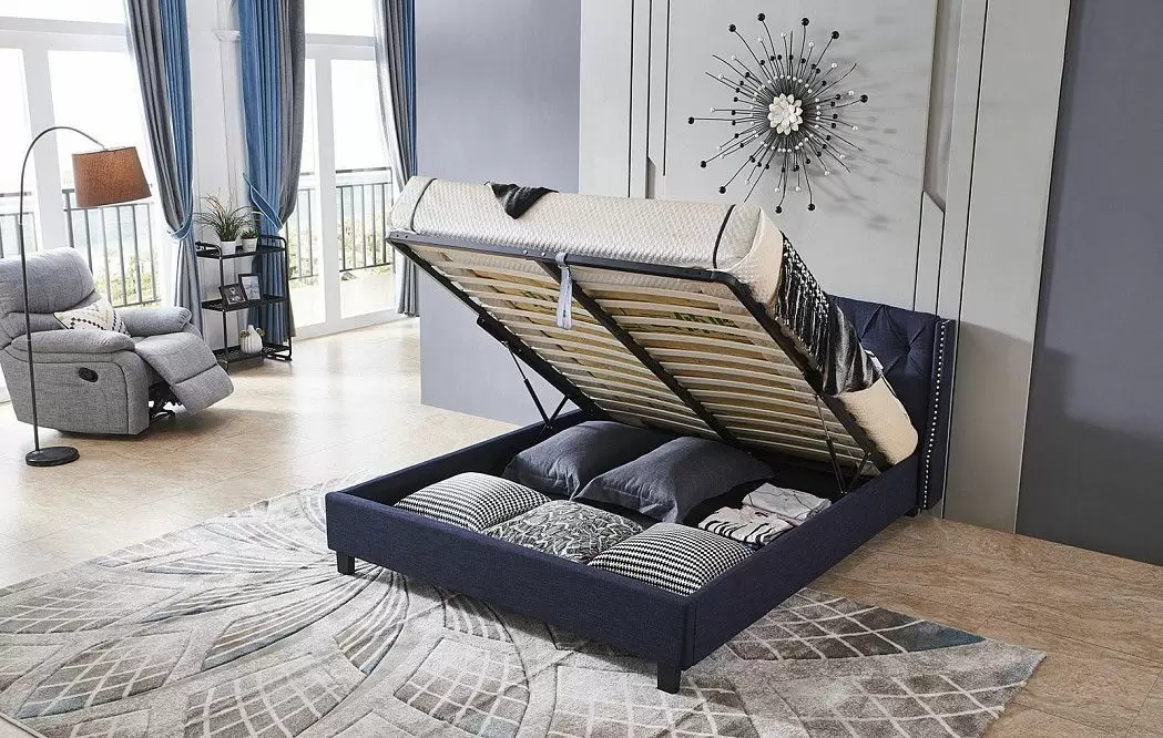 Кровать Evita 160x200 (с подъемным механизмом), темно-синий - фото 2