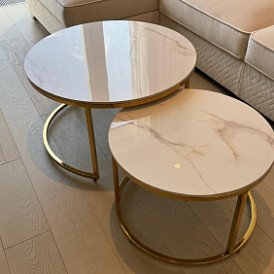 Набор из 2-х столов журнальных Nocturne, серая керамика/серебро