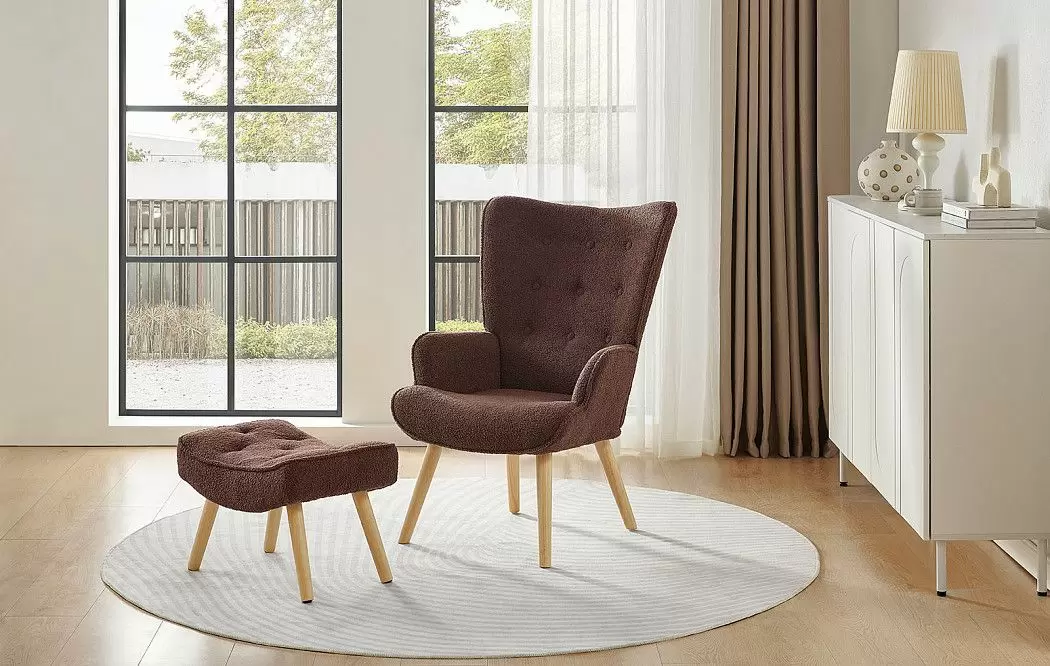 Кресло и оттоманка Hygge, коричневый/натуральный - фото 2