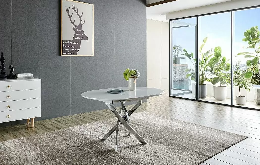 Стол раскладной Charly 100-129, белый/хром - фото 5