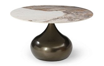 Стол журнальный Aria (80), светлая керамика/бронза