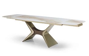 Стол раскладной Richard 180-270, бежевая керамика/шампань Стол раскладной Richard 180-270, бежевая керамика/шампань