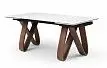 Стол раскладной Lido 160-240, белая керамика/орех
