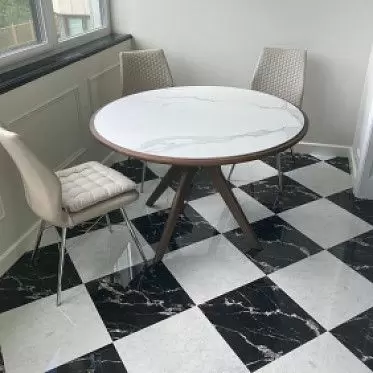 Стол Tango 120, светлая керамика/орех