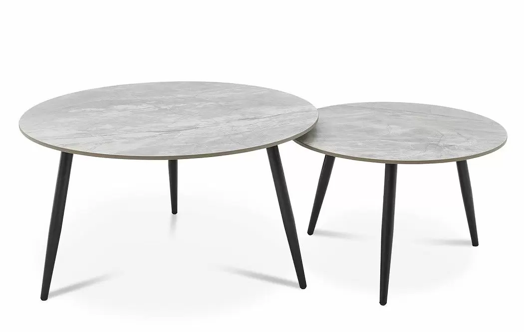 Набор из 2-х столов журнальных Liz, серая керамика