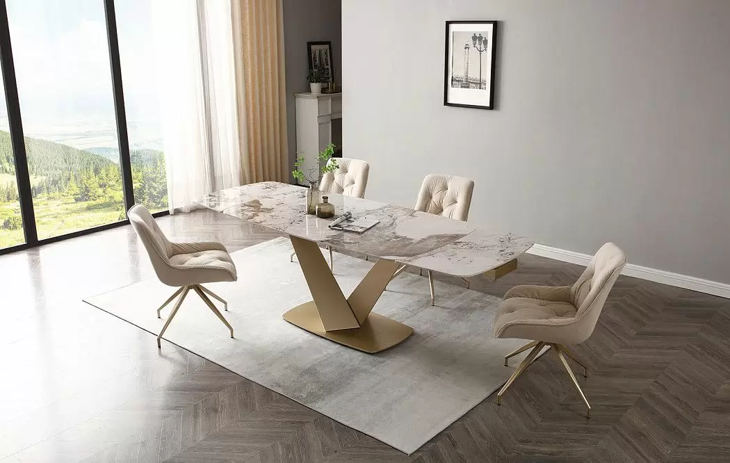 Стол раскладной Victoria 180-280, светлая керамика/шампань - фото 4