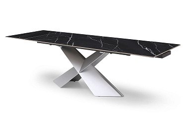 Стол раскладной Armanda 180-270, черная керамика/серебро