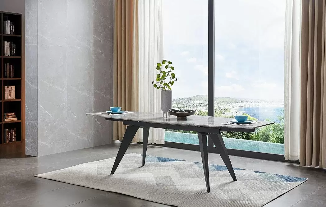 Стол раскладной Ramses 160-230, серый мрамор/черный - фото 6