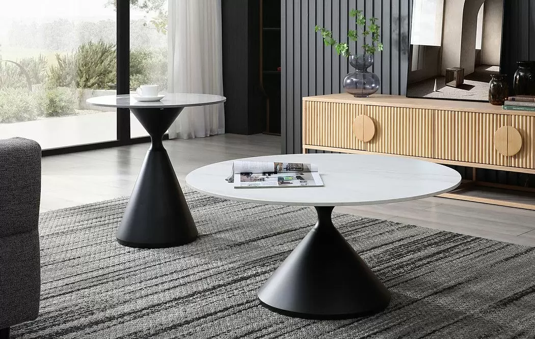 Стол журнальный Sanremo (90), белая керамика/черный - фото 2