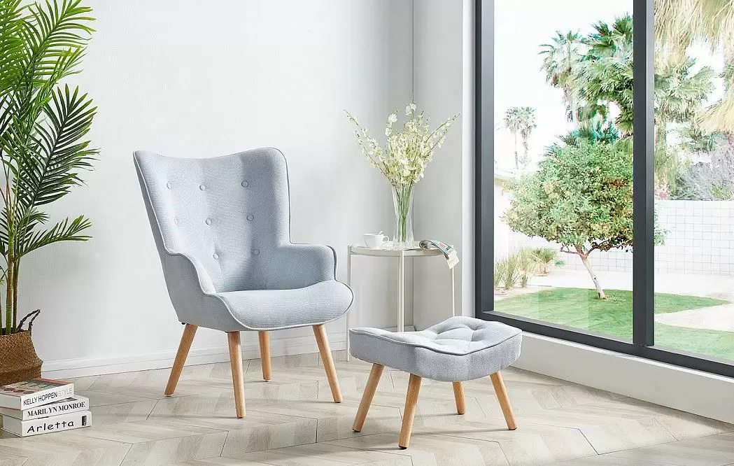 Кресло Hygge, голубой/натуральный - фото 2