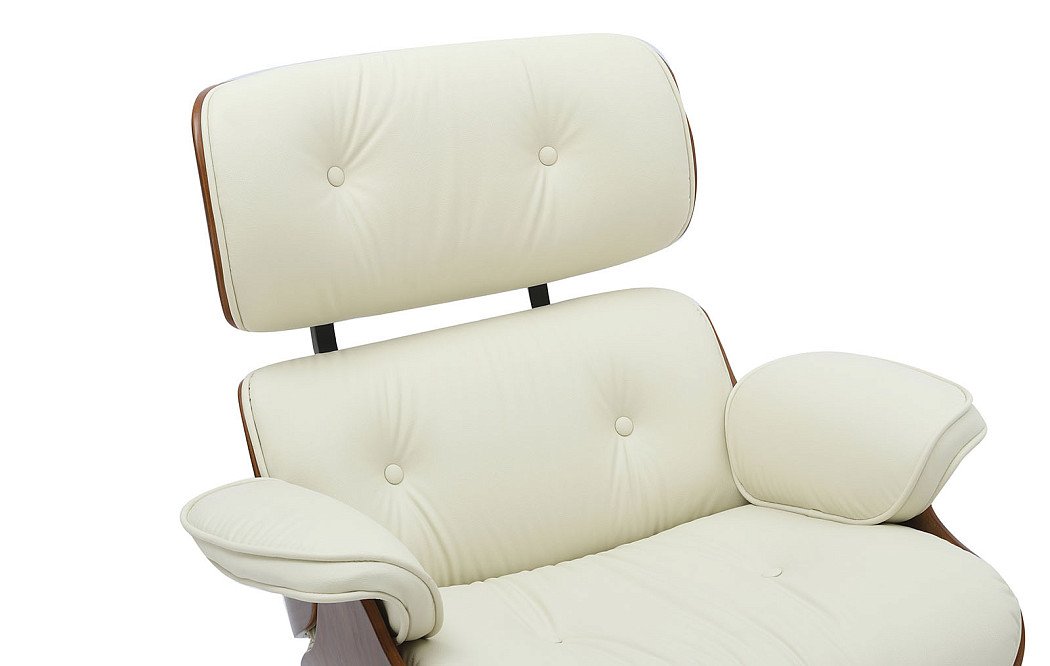 Комплект кресло и оттоманка Eames Lounge, кремовый/орех - фото 11