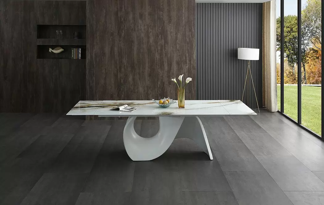 Стол раскладной Julia 200-280, стекло 3D/белый - фото 3