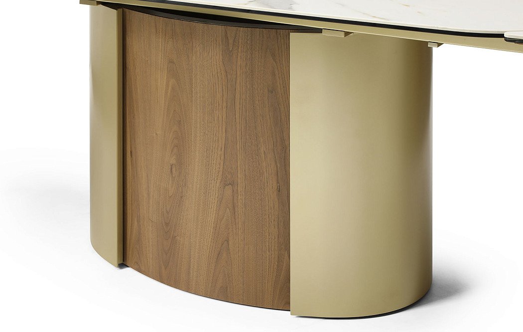 Стол раскладной Milan 180-260, керамика/шампань/орех - фото 8