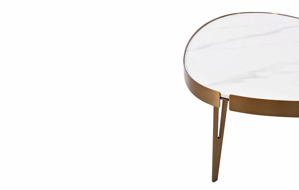 Стол журнальный Zelda (110), белый камень/бронза - фото 5