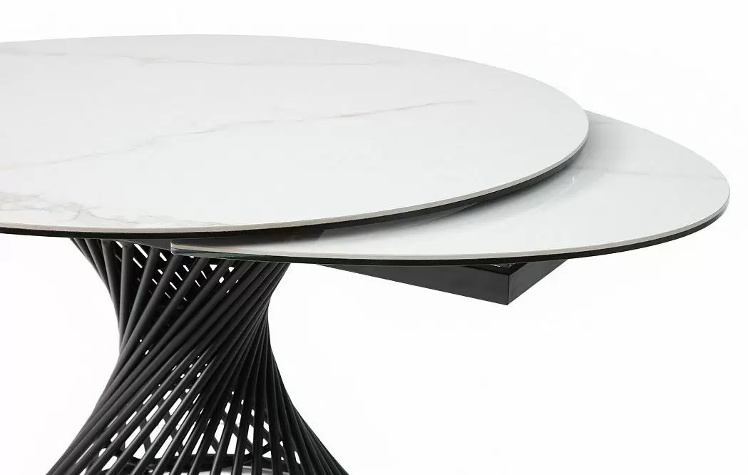 Стол раскладной Tornado 120-180, белая керамика/черный - фото 11