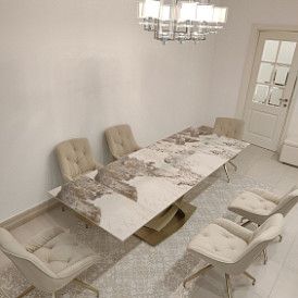 Стол раскладной Victoria Bvlgari White 160-240, керамика