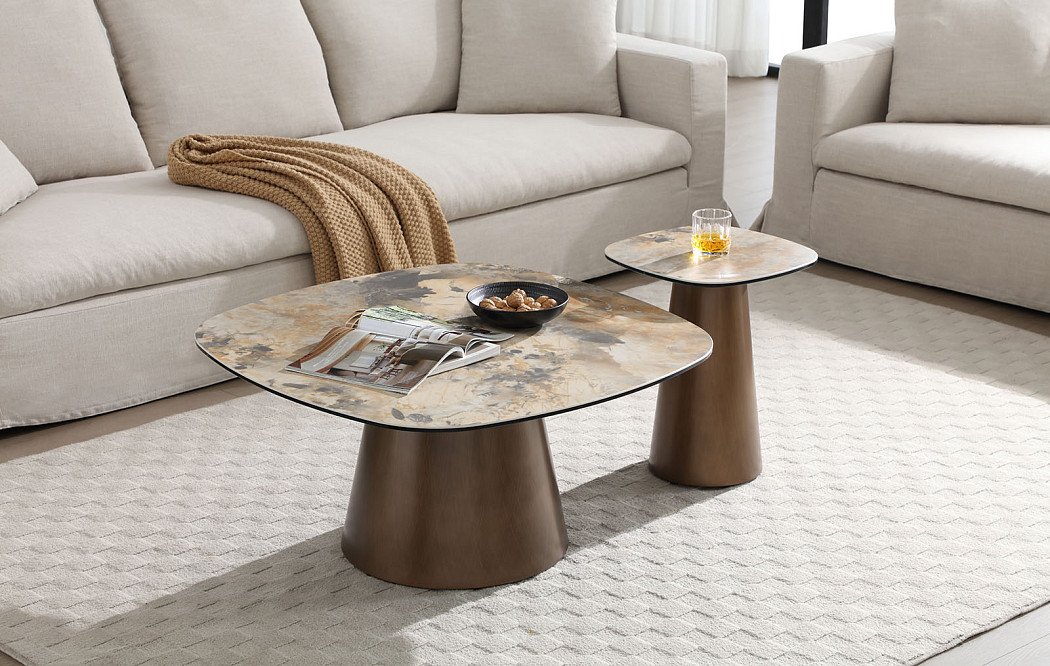 Стол журнальный Melanie (90), медь/керамика - фото 2