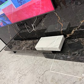 ТВ Тумба Gabrielle (Композиция №3), белый камень/черный камень